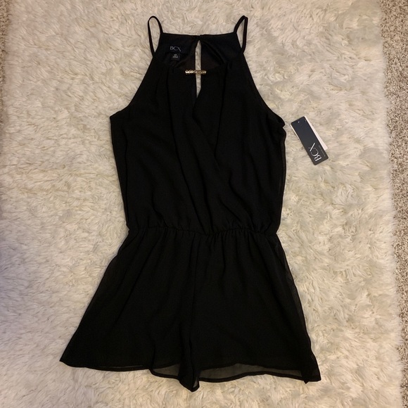 BCX Black Chiffon Romper - Picture 2 of 4
